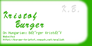 kristof burger business card