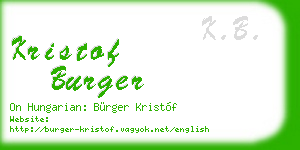 kristof burger business card